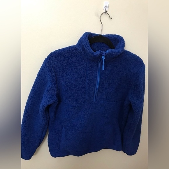 All in Motion Youth Faux Shearling LS 1/4 Zip Blue Pullover L 12-14 - Picture 8 of 14